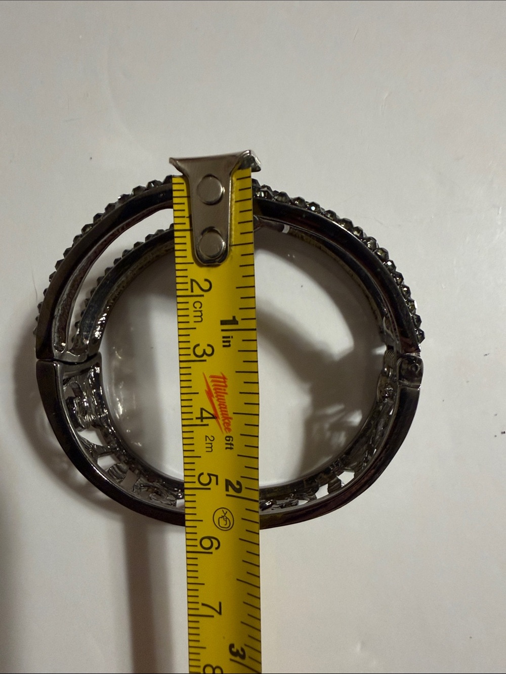 Dark Green Crystal Accent Women's Statement Bracelet Hinged Cuff Style NWOT - Picture 10 of 10